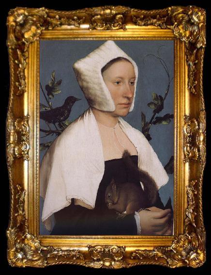 framed  Hans Holbein With squirrels and birds swept Europe and the portrait of woman, ta009-2